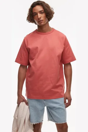 ARKET Camiseta rojo lavado extragrande de tejido grueso de punto liso de
