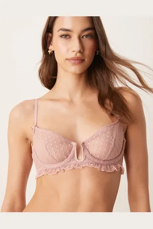 ASOS Sujetador rosa empolvado con aros, volante y bordado de lunares Jessie de -Sin color