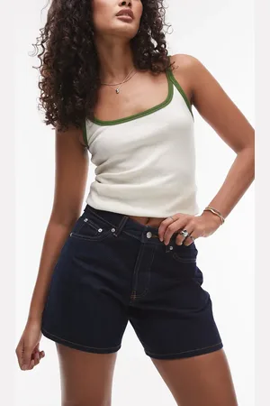 Topshop Pantalones cortos vaqueros azul añil crudo Editor de