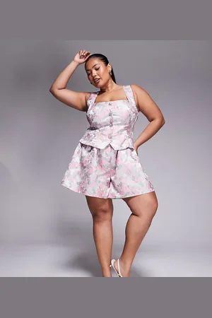 ASOS Mono corto de jacquard con botones de pedrería de Curve