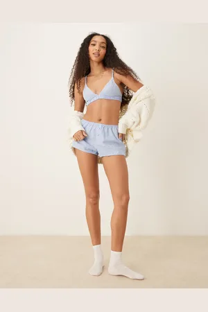 ASOS Pantalones cortos tipo bóxer azules a rayas Sidney de