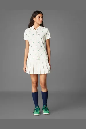 adidas Polo de golf blanco tiza y verde con estampado de tréboles de adidas Originals