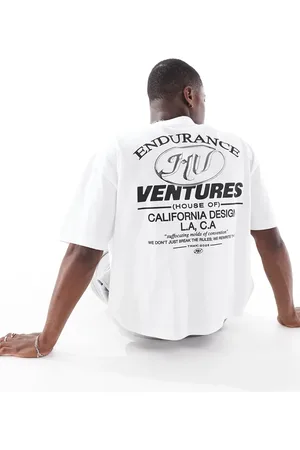 ASOS Camiseta blanca de corte cuadrado extragrande con estampado gráfico de texto de