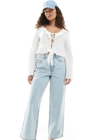 Miss Selfridge Vaqueros holgados con lavado claro descolorido de -Azul
