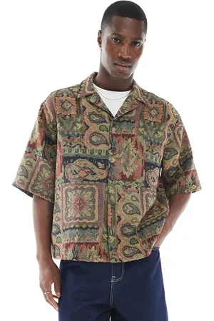 ASOS Chaqueta estilo camisa de corte cuadrado extragrande con estampado estilo tapete de