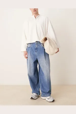 ASOS Vaqueros holgados y extragrandes con lavado azul medio y bolsillos con pinzas de