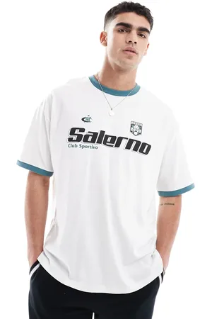 ASOS Camiseta blanca extragrande con estampado gráfico deportivo y ribetes en contraste de