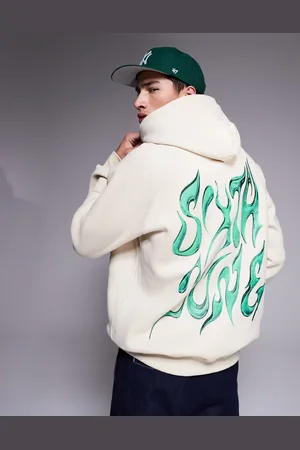 Sixth June Sudadera color con capucha y estampado trasero de logo cromático de -Blanco