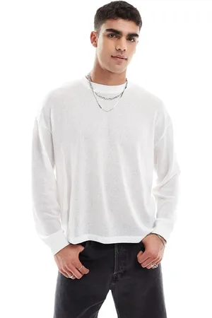 ASOS Camiseta color crema de manga larga y corte cuadrado extragrande de