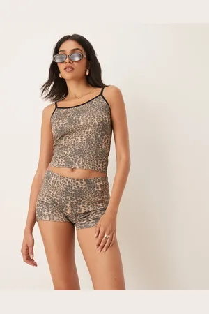 ASOS Top de tirantes con estampado de de (parte de un conjunto)-Marrón