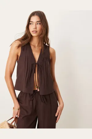 ASOS Chaleco playero de mezcla de lino Ivy de
