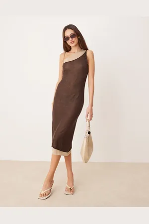 MANGO Vestido 2 en 1 color transparente de la colección cápsula de -Marrón