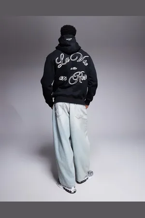 Sixth June Sudadera negra con capucha y estampado trasero francés de
