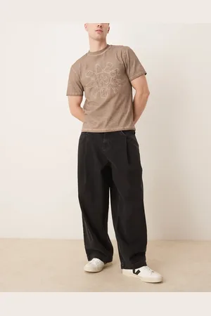 ASOS Vaqueros negro lavado de corte holgado extragrande con bolsillos con pinza de