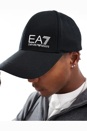 EA7 Gorra negra con logo de -Negro