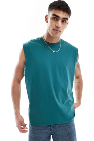 ASOS Camiseta azul extragrande sin mangas de