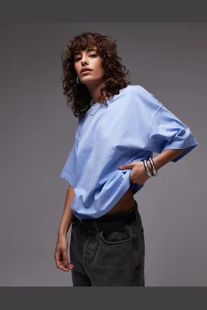 ARKET Camiseta azul lavado de corte cuadrado de