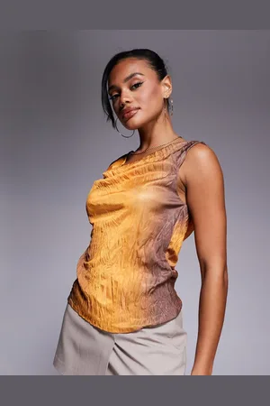River Island Top degradado con cuello desbocado de tejido rugoso de