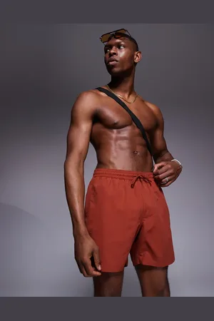 ASOS Shorts de baño color óxido de largo medio de -Marrón