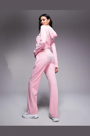 Juicy Couture Joggers rosas de velour con logo de strass de (parte de un conjunto)