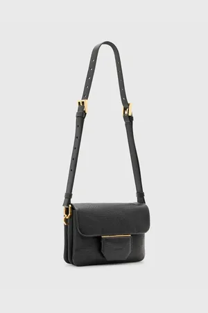 AllSaints Bandolera negra de cuero granulado Jupiter de