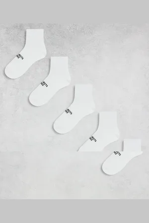River Island Pack de 5 pares de calcetines tobilleros blancos lisos de
