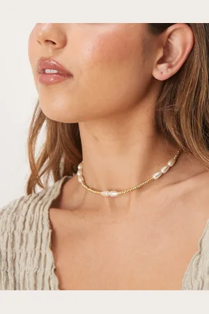 ASOS Collar corto pulido con detalles de cuentas y perlas de imitación de