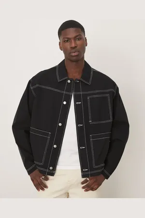 ASOS Chaqueta negra estilo worker con pespuntes en contraste de