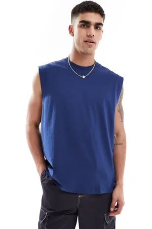 ASOS Camiseta azul extragrande sin mangas de -Azul marino