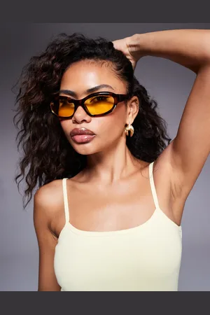 River Island Gafas de sol marrones con diseño envolvente de -Marrón