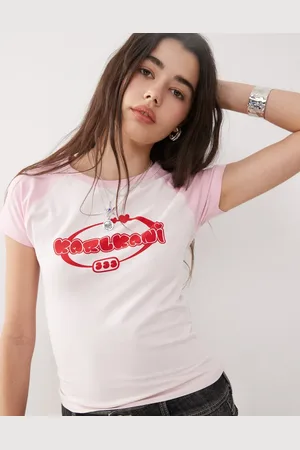 Karl Kani Camiseta blanca con diseño encogido y estampado de corazón y texto de