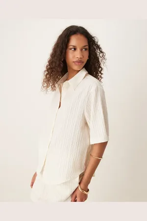 AWARE Camisa blanca holgada de tejido texturizado de (parte de un conjunto)-Blanco