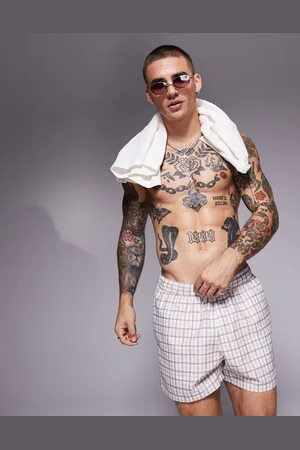 ASOS Shorts de baño cortos a cuadros de -Rosa