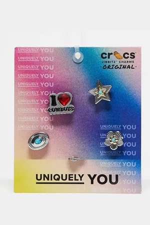 Crocs Pack de 5 charms plateados de estilo wéstern I Heart Cowboys de