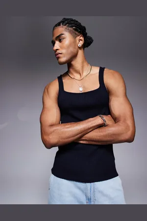 ASOS Camiseta ajustada de tirantes con cuello cuadrado de canalé texturizado de