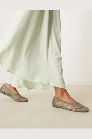 ASOS Bailarinas caquis con diseño entretejido de gel Lattitude de -Verde