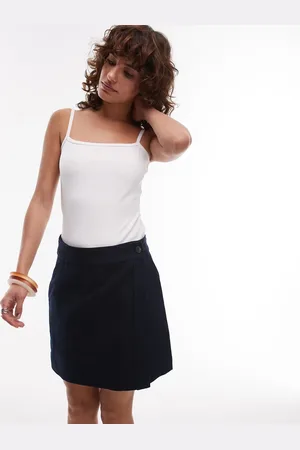 ARKET Minifalda azul marino cruzada de sarga de