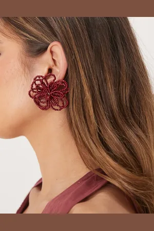 ASOS Pendientes de botón con diseño floral de cuentas de -Rojo