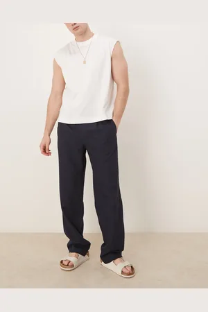 MANGO Pantalones de pernera recta de mezcla de lino de