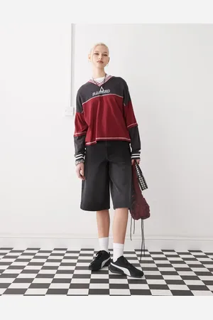 COLLUSION Pantalones cortos negro lavado de corte alargado de