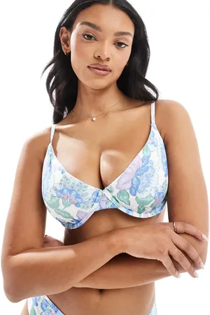 Hollister Top de bikini con aros y estampado floral de Curvy (parte de un conjunto)