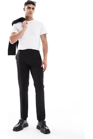 ASOS Pantalones de traje negros de corte slim de lana peinada ligera lavable de
