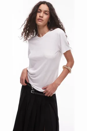 ARKET Camiseta blanca holgada de mezcla de lino de