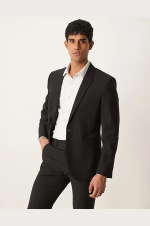 ASOS Chaqueta de traje negra de corte slim de lana peinada ligera lavable de