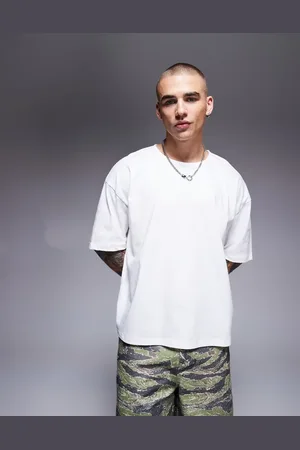 ASOS Camiseta blanca extragrande con cuello abierto de tejido grueso de