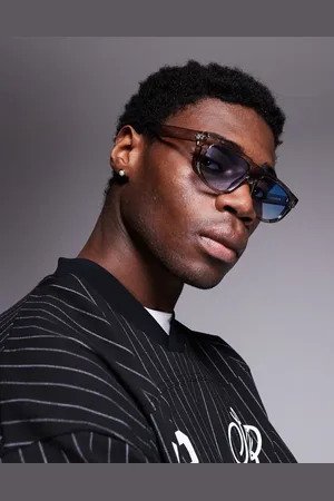 ASOS Gafas de sol cristalino de estilo aviador con lentes azules de