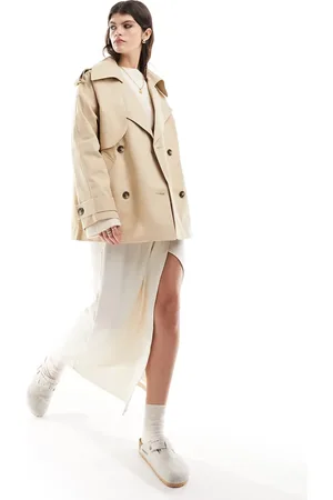 ASOS Gabardina corta color extragrande de -Beis neutro
