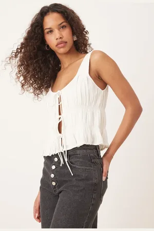 Abercrombie & Fitch Top fruncido con lazada delantera de