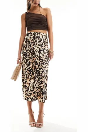 Y.A.S Falda midi con estampado de leopardo de satén de -Multicolor