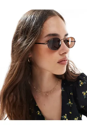 Aire Gafas de sol marrones con montura redondeada de metal y lentes ahumado Regulus de